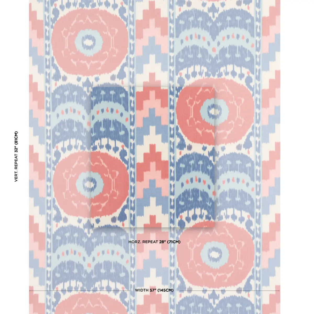 SAMARKAND IKAT II_ CHAMBRAY & CORAL