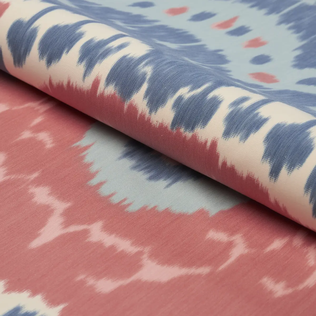 SAMARKAND IKAT II_ CHAMBRAY & CORAL