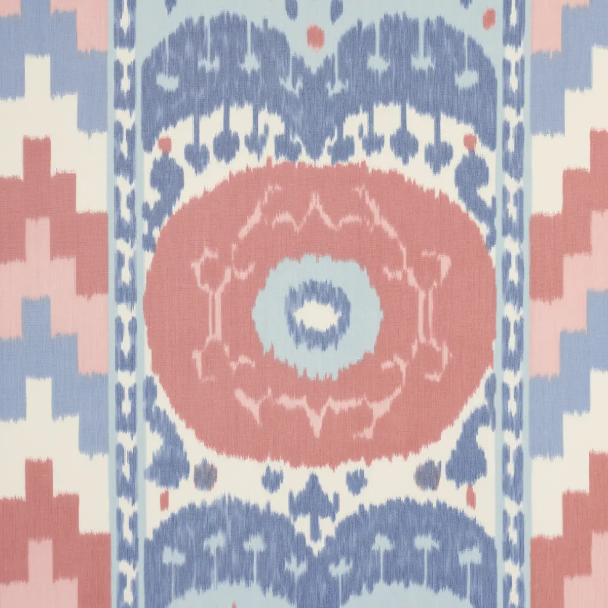 SAMARKAND IKAT II_ CHAMBRAY & CORAL