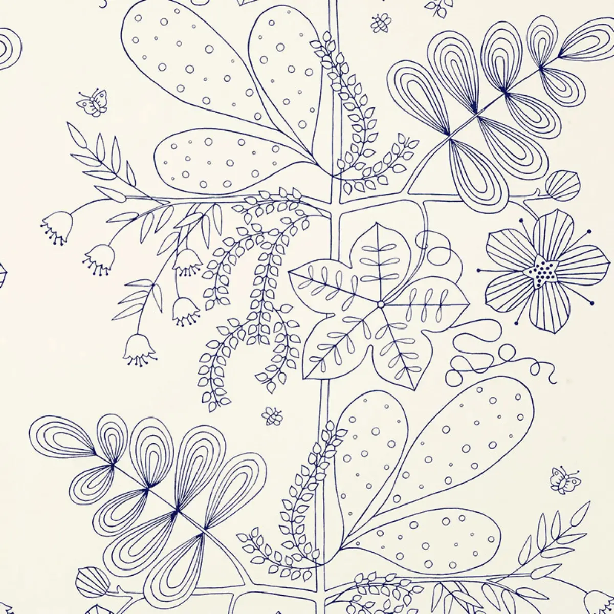 Blommen Print_ NAVY
