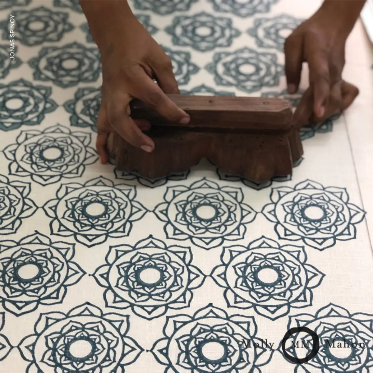 ROSE HAND BLOCK PRINT_ BLUE