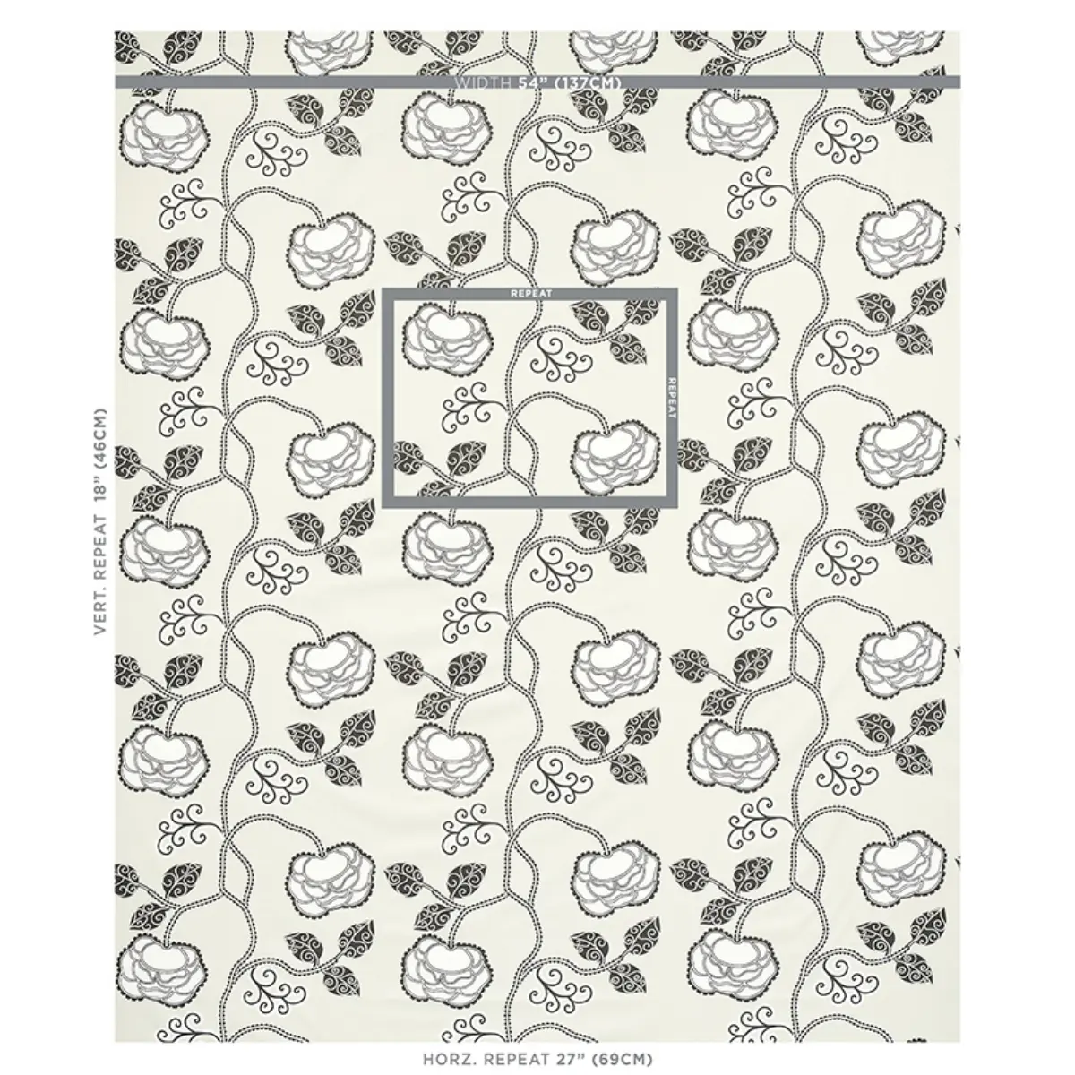 QUEEN FRUIT CHINTZ_ EBONY IVORY