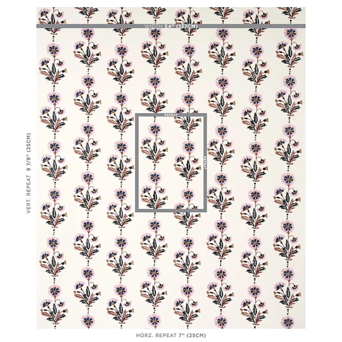DIANTHUS HAND BLOCK PRINT_ RUST & ROSE
