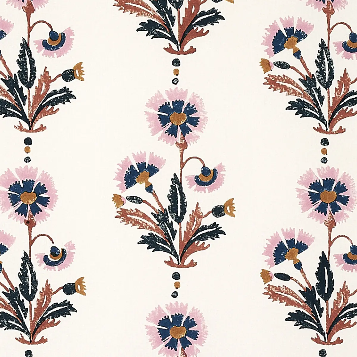 DIANTHUS HAND BLOCK PRINT_ RUST & ROSE
