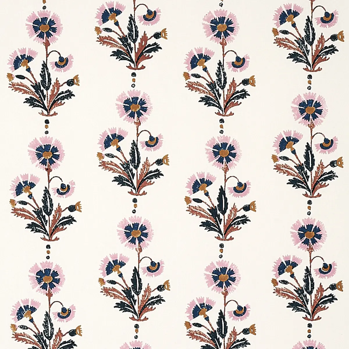 DIANTHUS HAND BLOCK PRINT_ RUST & ROSE