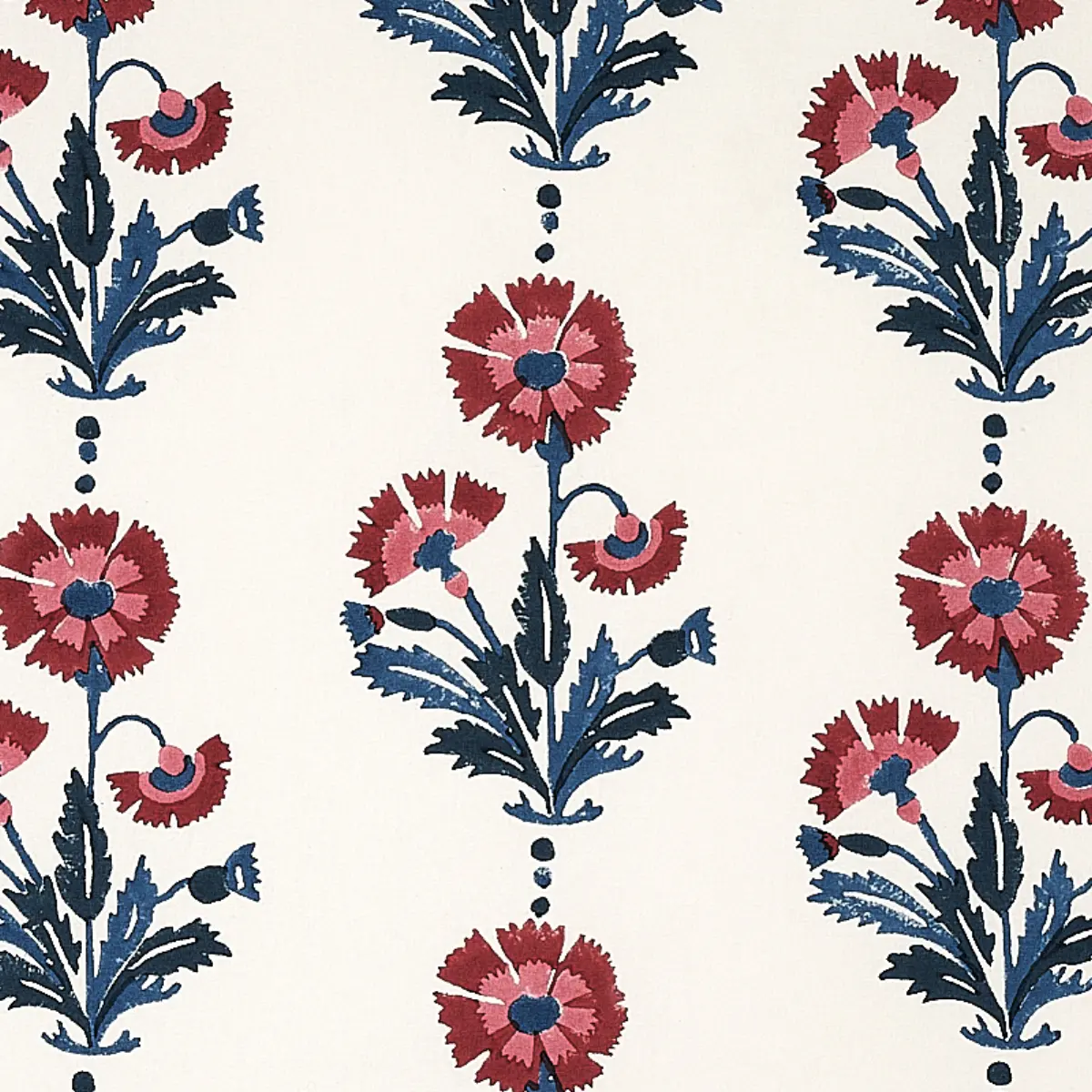 DIANTHUS HAND BLOCK PRINT_ INDIGO & IRON