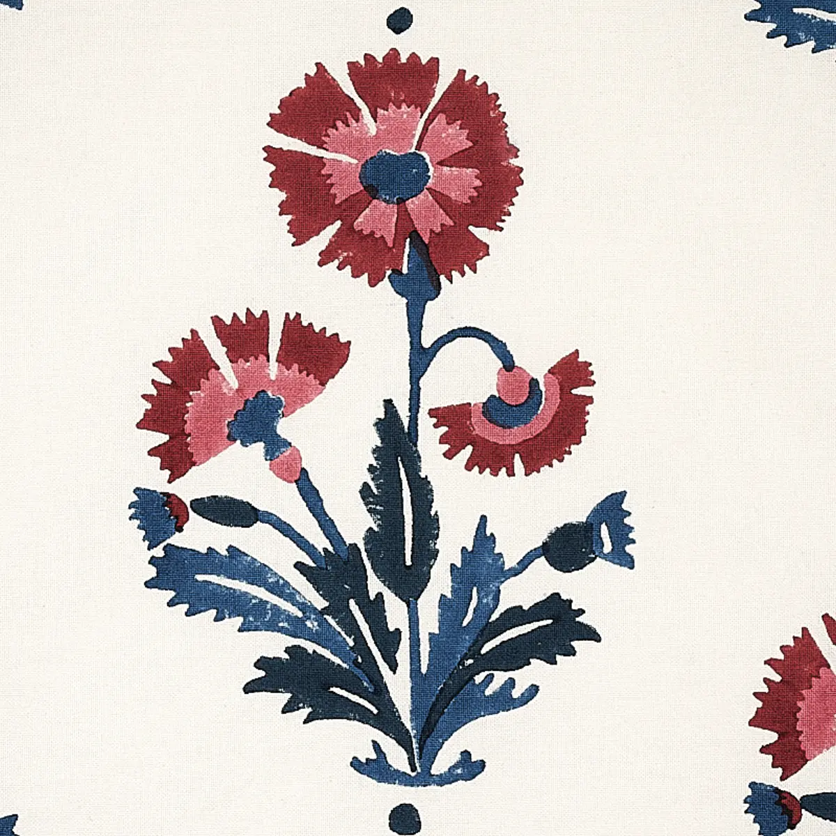 DIANTHUS HAND BLOCK PRINT_ INDIGO & IRON