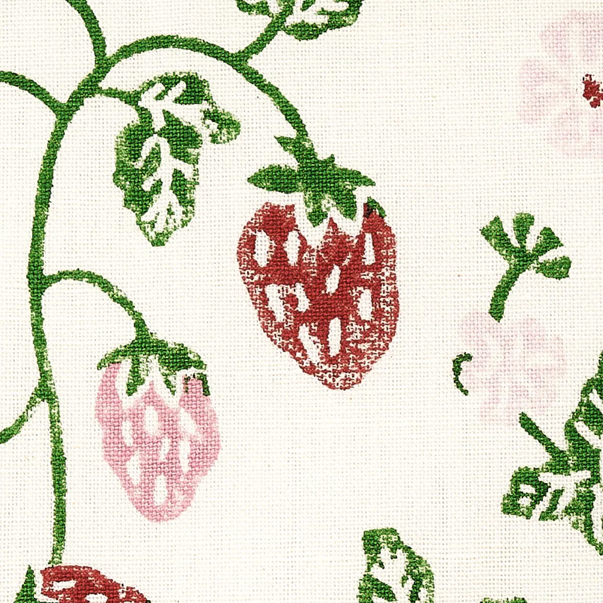 STRAWBERRY HAND BLOCK PRINT_ GRASS