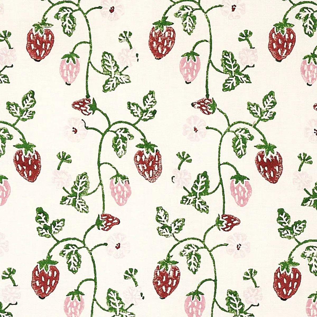 STRAWBERRY HAND BLOCK PRINT_ GRASS
