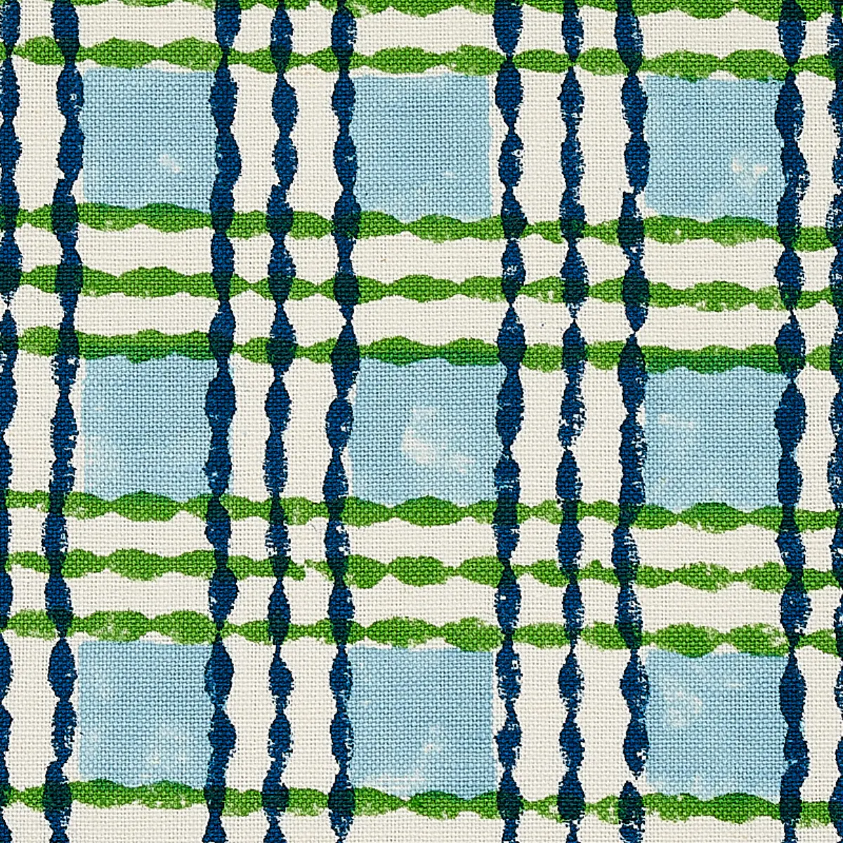 TRELLIS HAND BLOCK PRINT_ SKY & GRASS