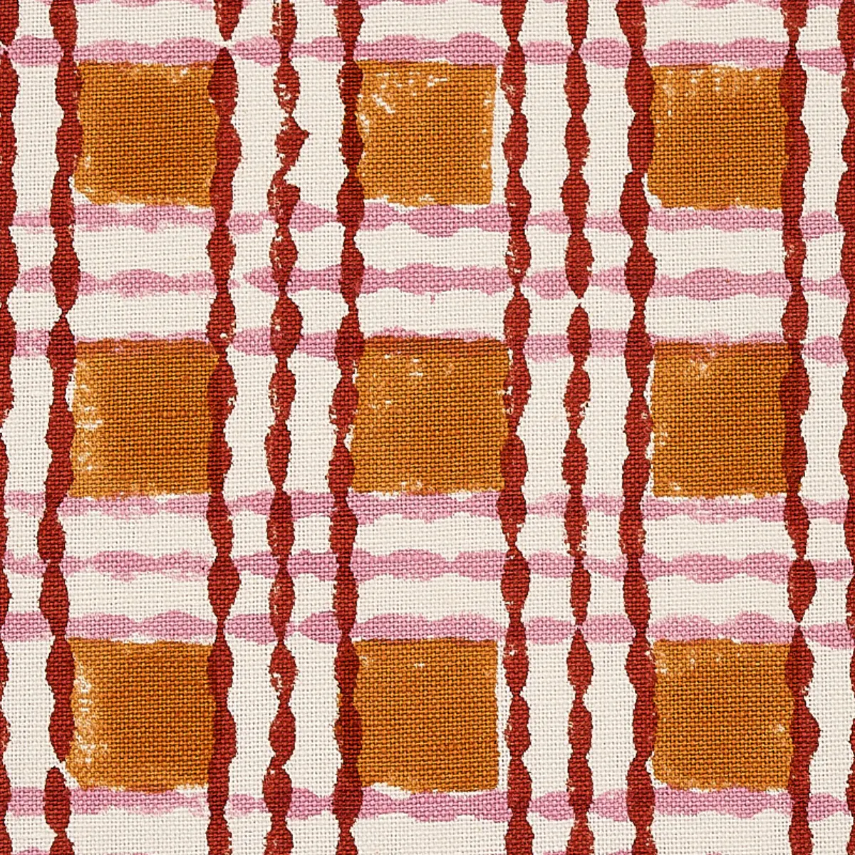 TRELLIS HAND BLOCK PRINT_ COPPER & ROSE