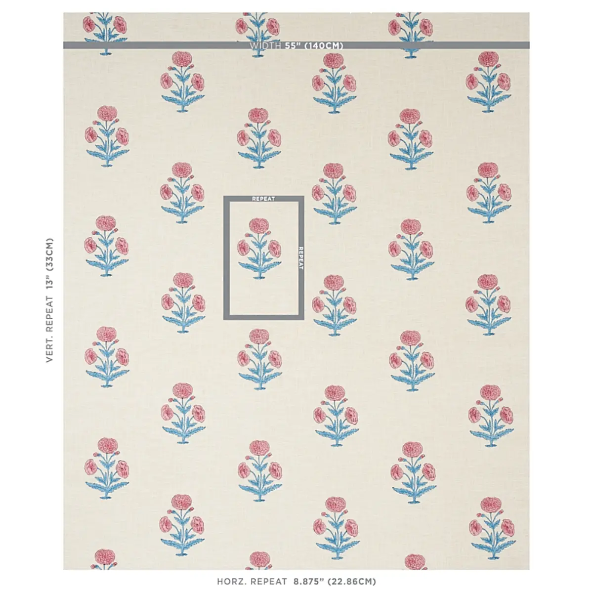 POPPY HAND BLOCK PRINT_ ROSE & SKY