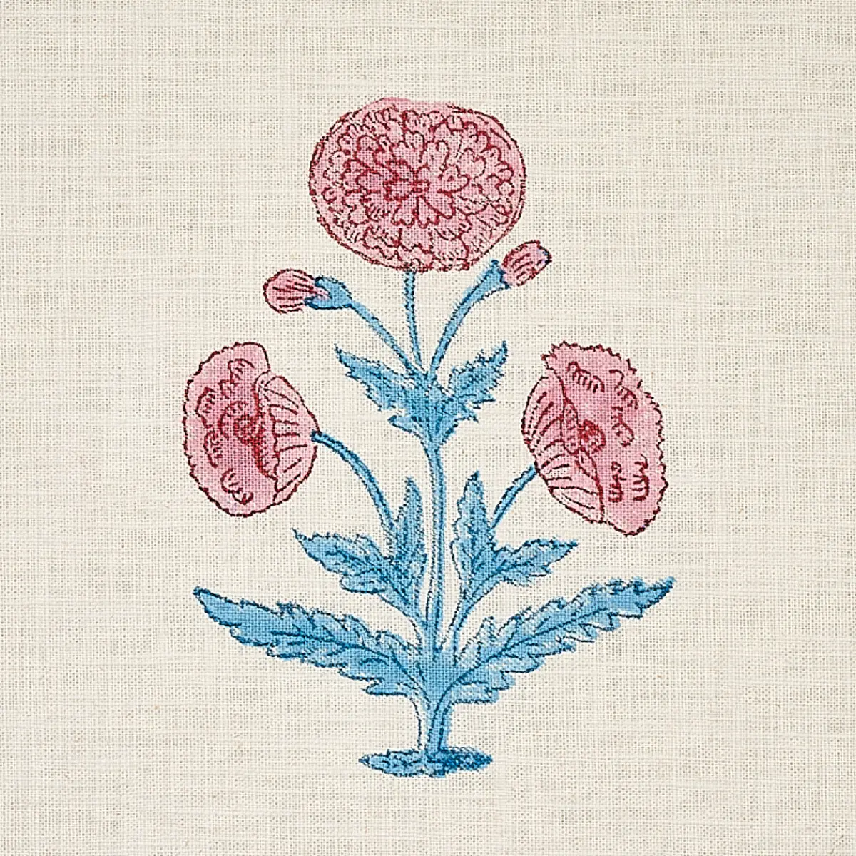 POPPY HAND BLOCK PRINT_ ROSE & SKY