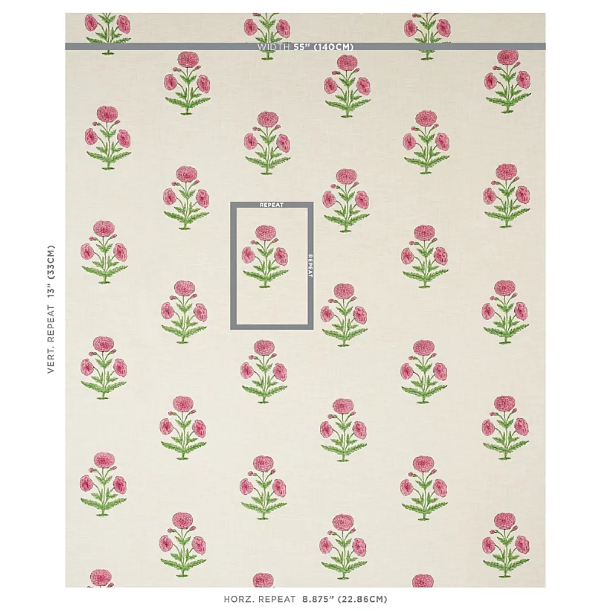 POPPY HAND BLOCK PRINT_ ROSE & GRASS
