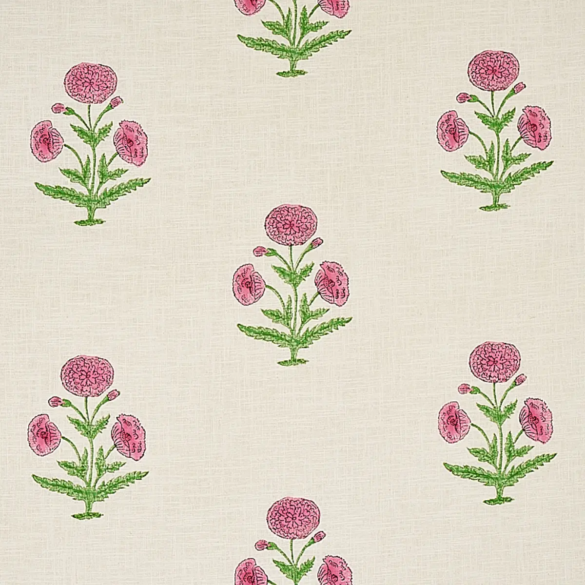 POPPY HAND BLOCK PRINT_ ROSE & GRASS