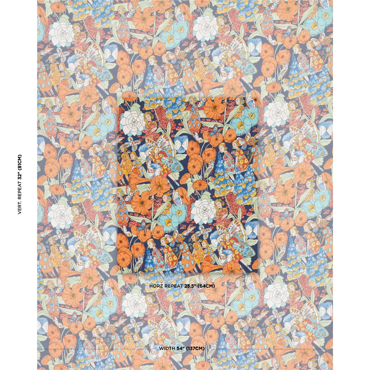 FAIRIE GARDEN_ ORANGE AND NAVY