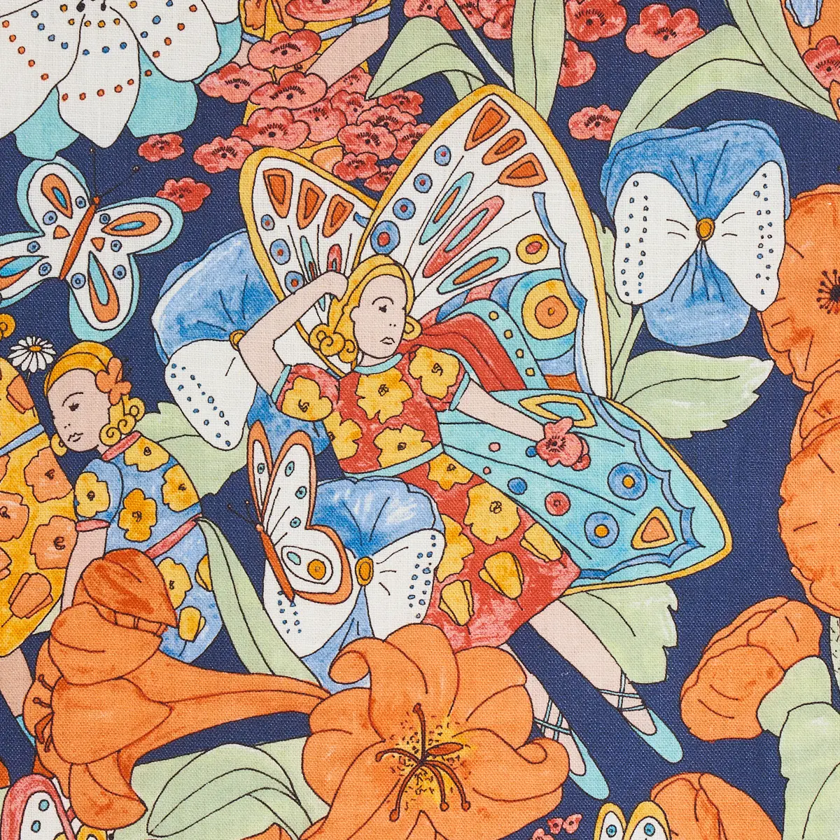 FAIRIE GARDEN_ ORANGE AND NAVY