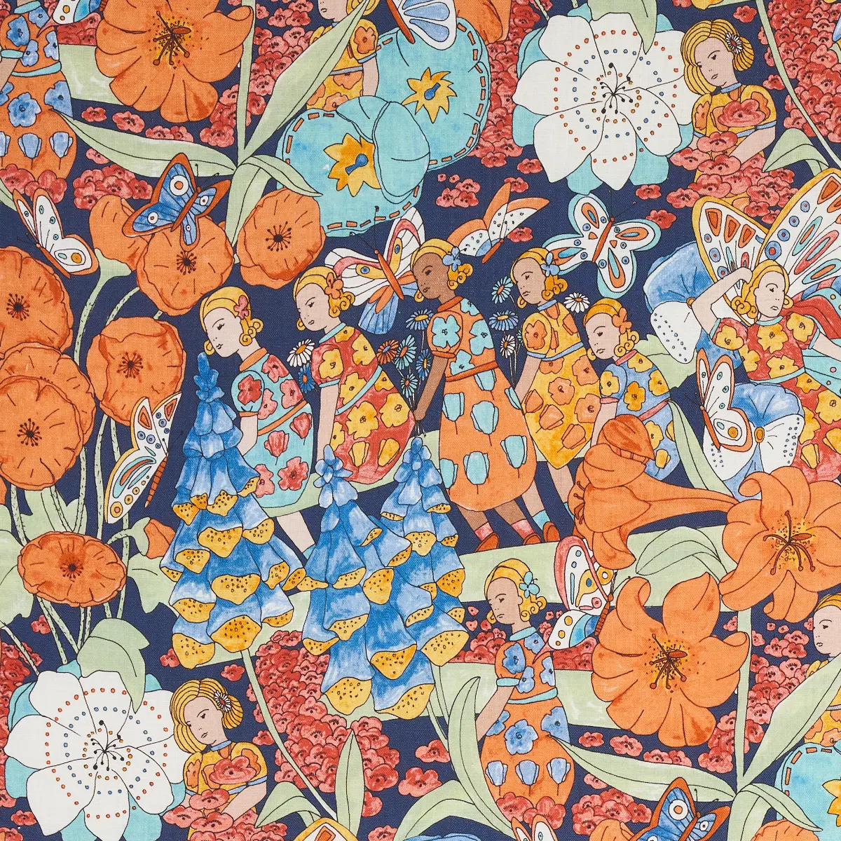 FAIRIE GARDEN_ ORANGE AND NAVY