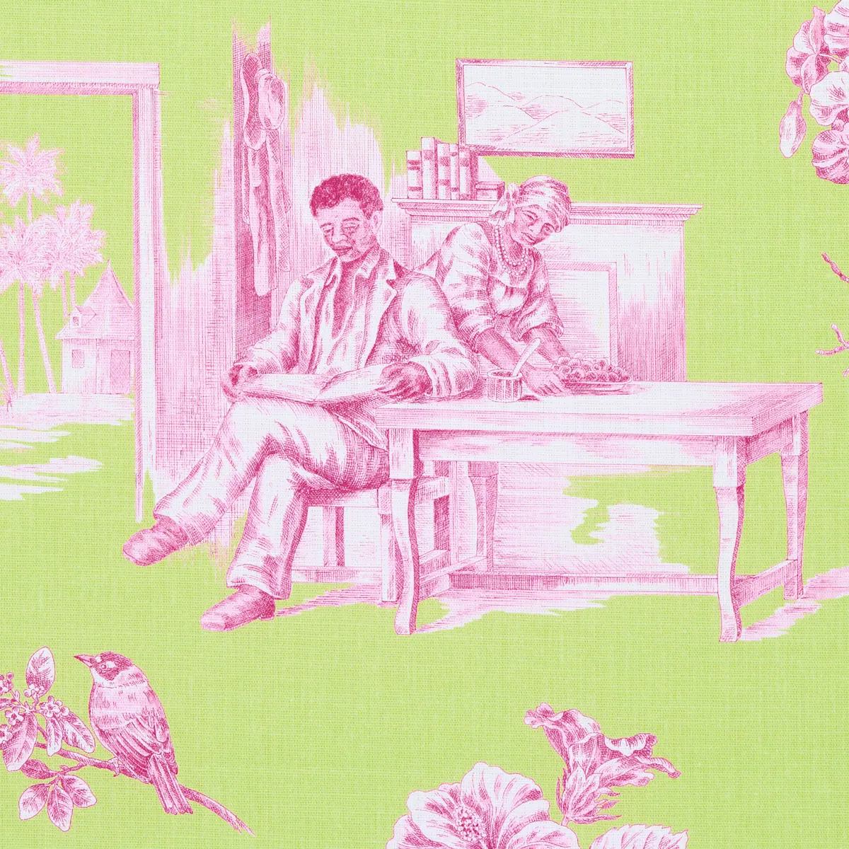 TOUSSAINT TOILE_ PINK & GREEN