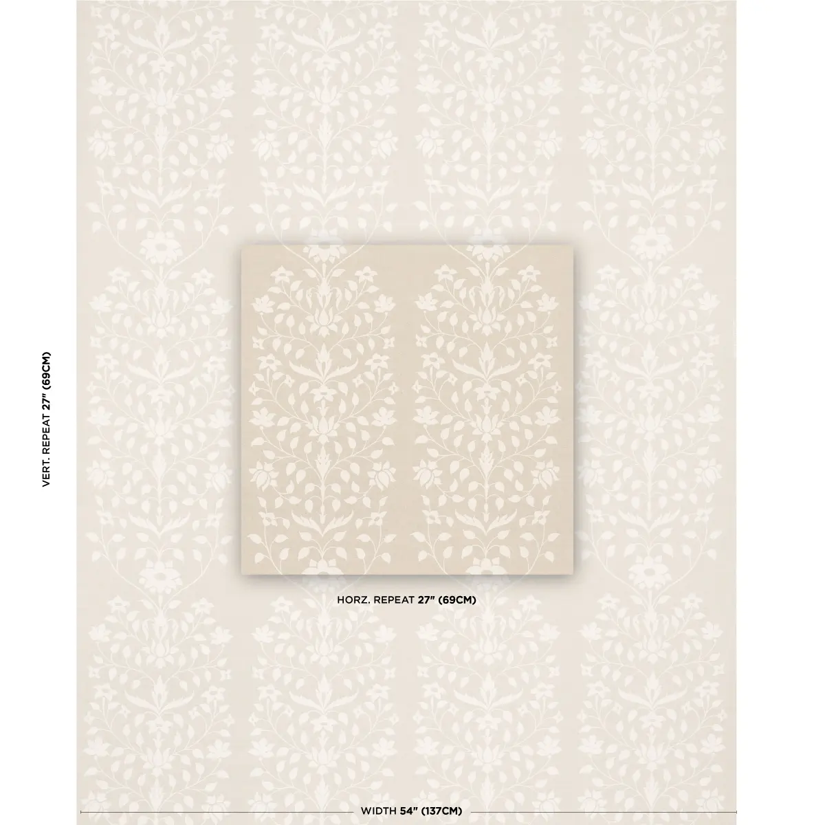 JAIPUR MUGHAL FLOWER_ IVORY ON NATURAL