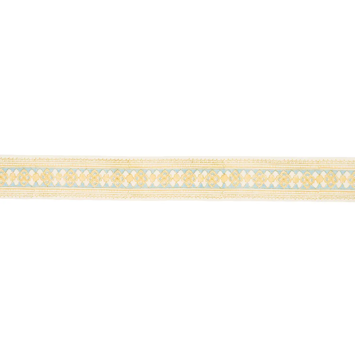AMIRA HAND BLOCK PRINTED TAPE_ YELLOW & AQUA