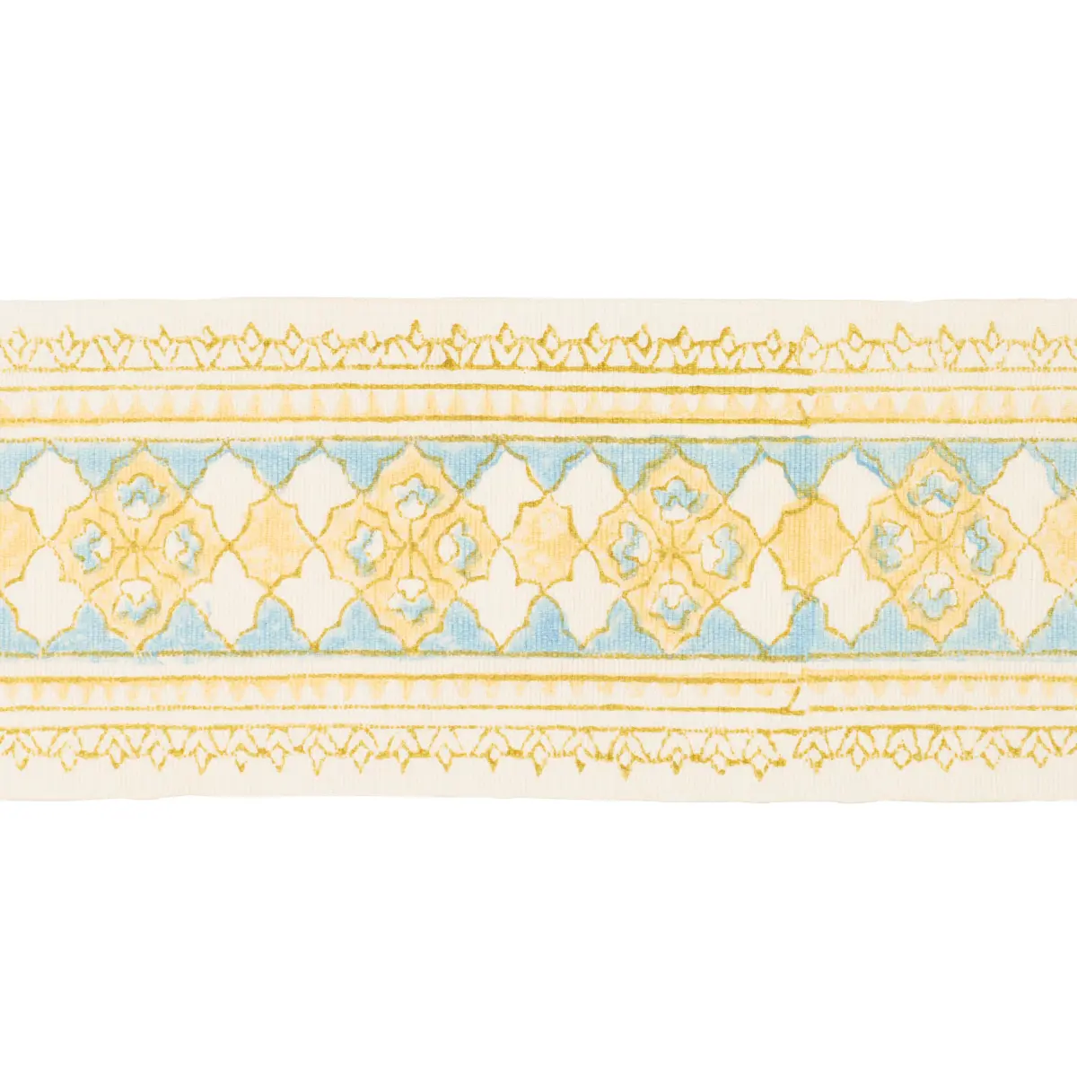 AMIRA HAND BLOCK PRINTED TAPE_ YELLOW & AQUA