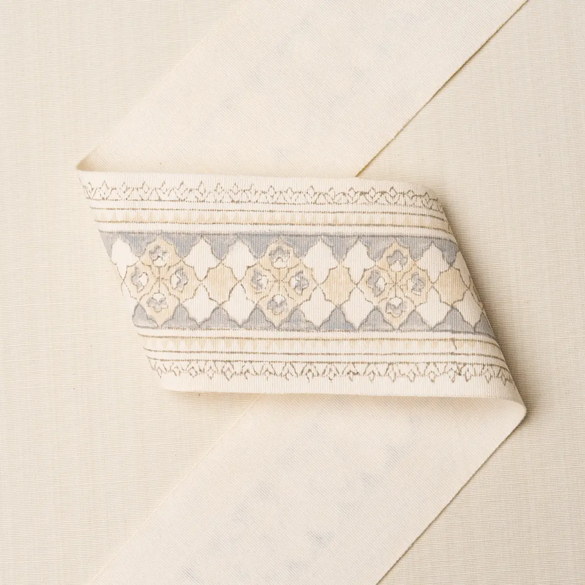 AMIRA HAND BLOCK PRINTED TAPE_ SAND & GREY