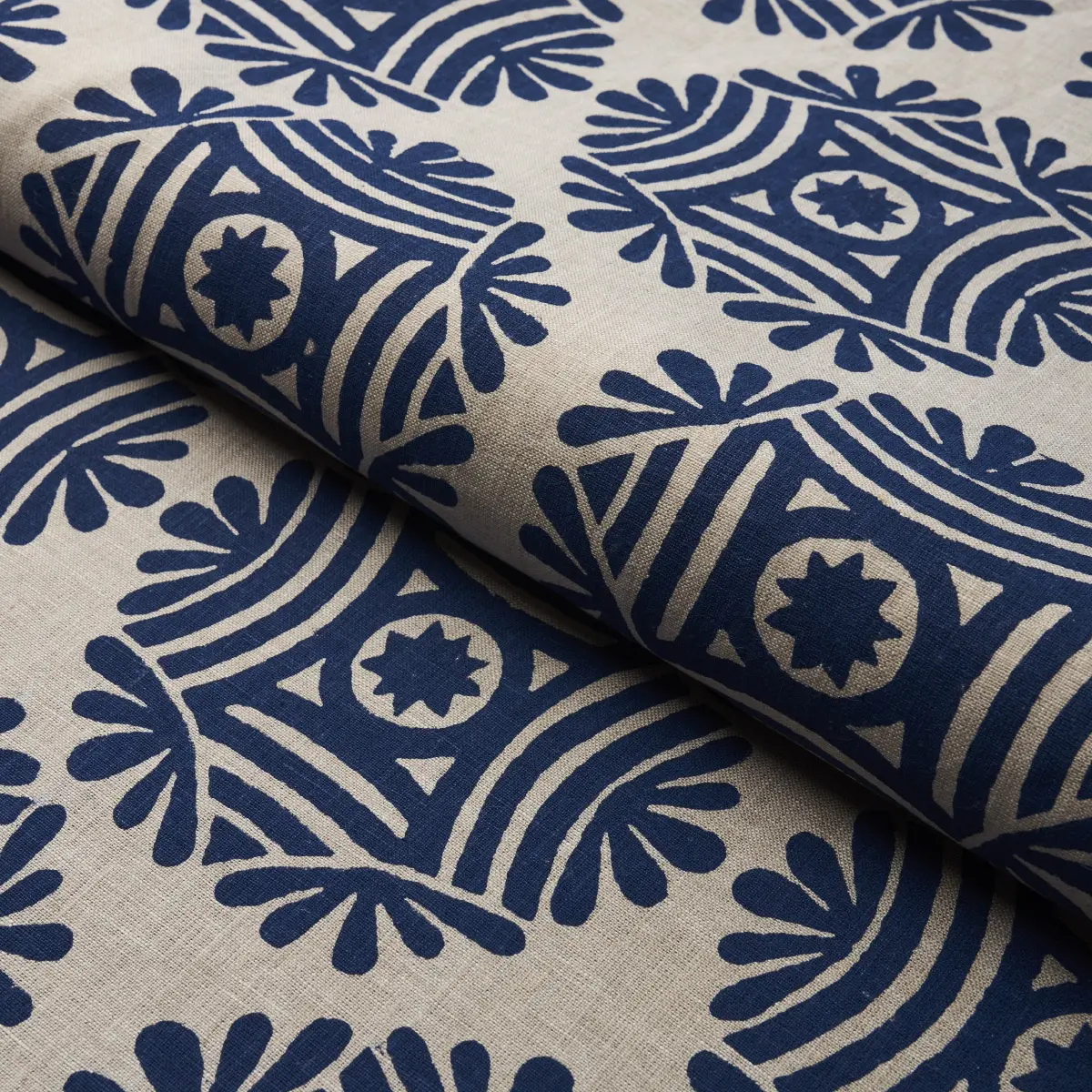GILDED STAR BLOCK PRINT_ NAVY ON NATURAL