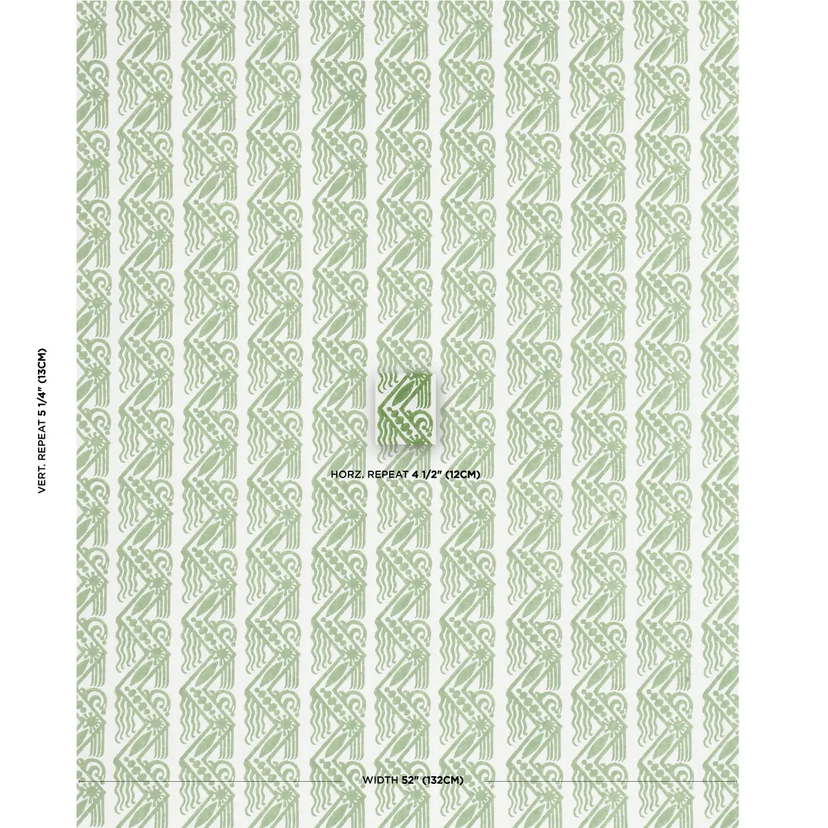VENETIAN ZIG ZAG BLOCK PRINT_ GREEN
