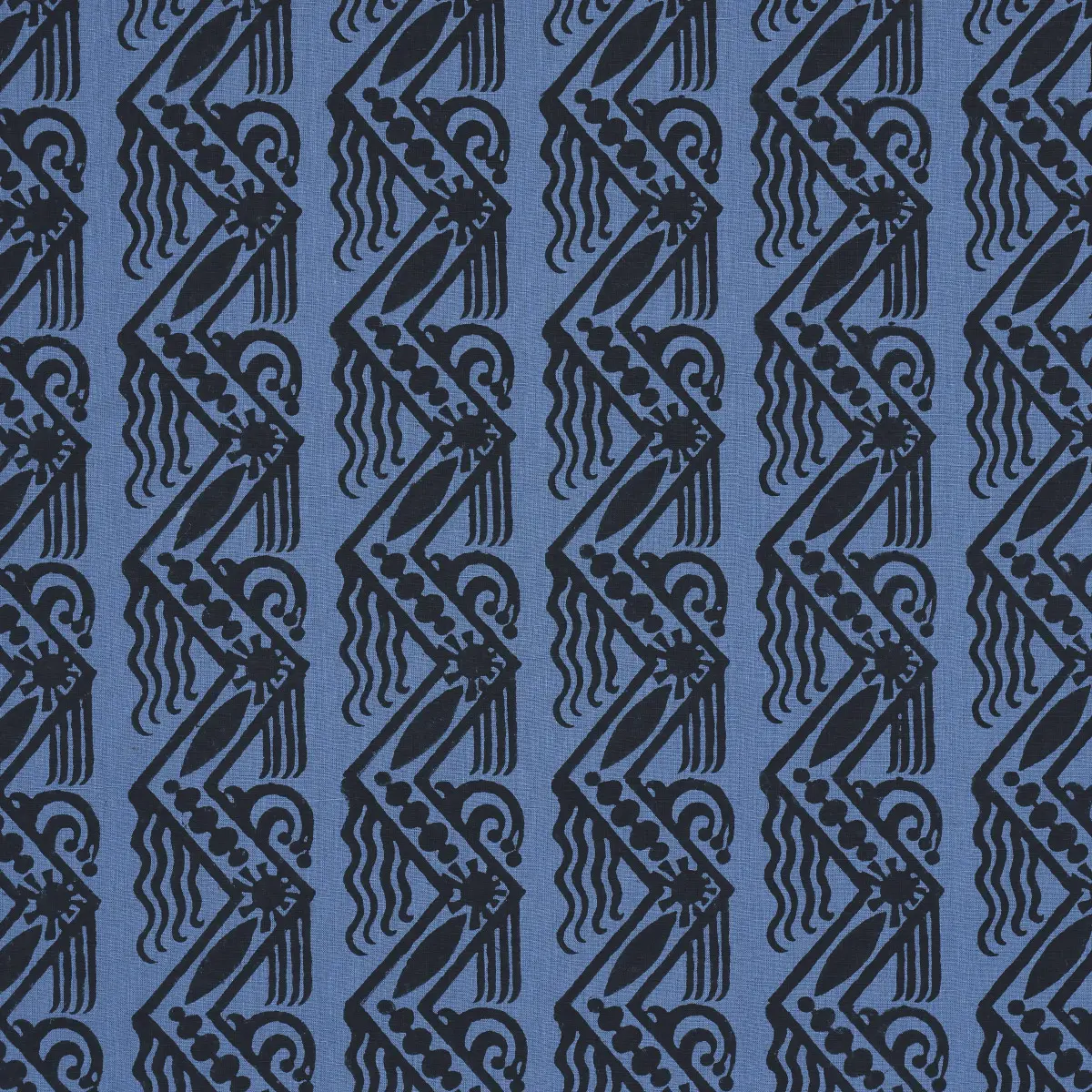 VENETIAN ZIG ZAG BLOCK PRINT_ BLACK ON BLUE