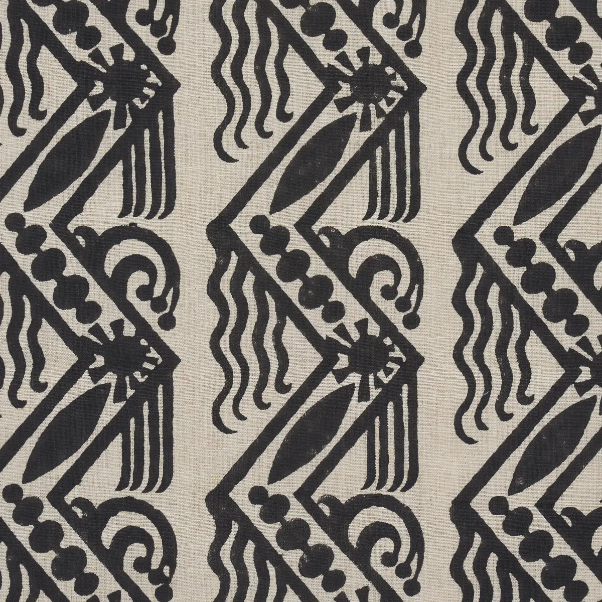 VENETIAN ZIG ZAG BLOCK PRINT_ BLACK ON NATURAL