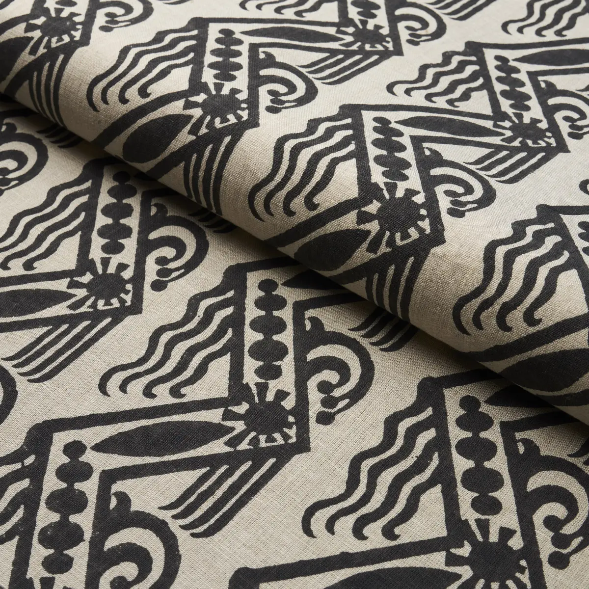 VENETIAN ZIG ZAG BLOCK PRINT_ BLACK ON NATURAL
