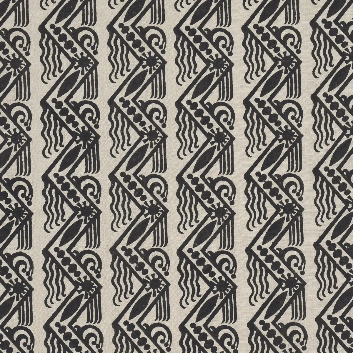 VENETIAN ZIG ZAG BLOCK PRINT_ BLACK ON NATURAL