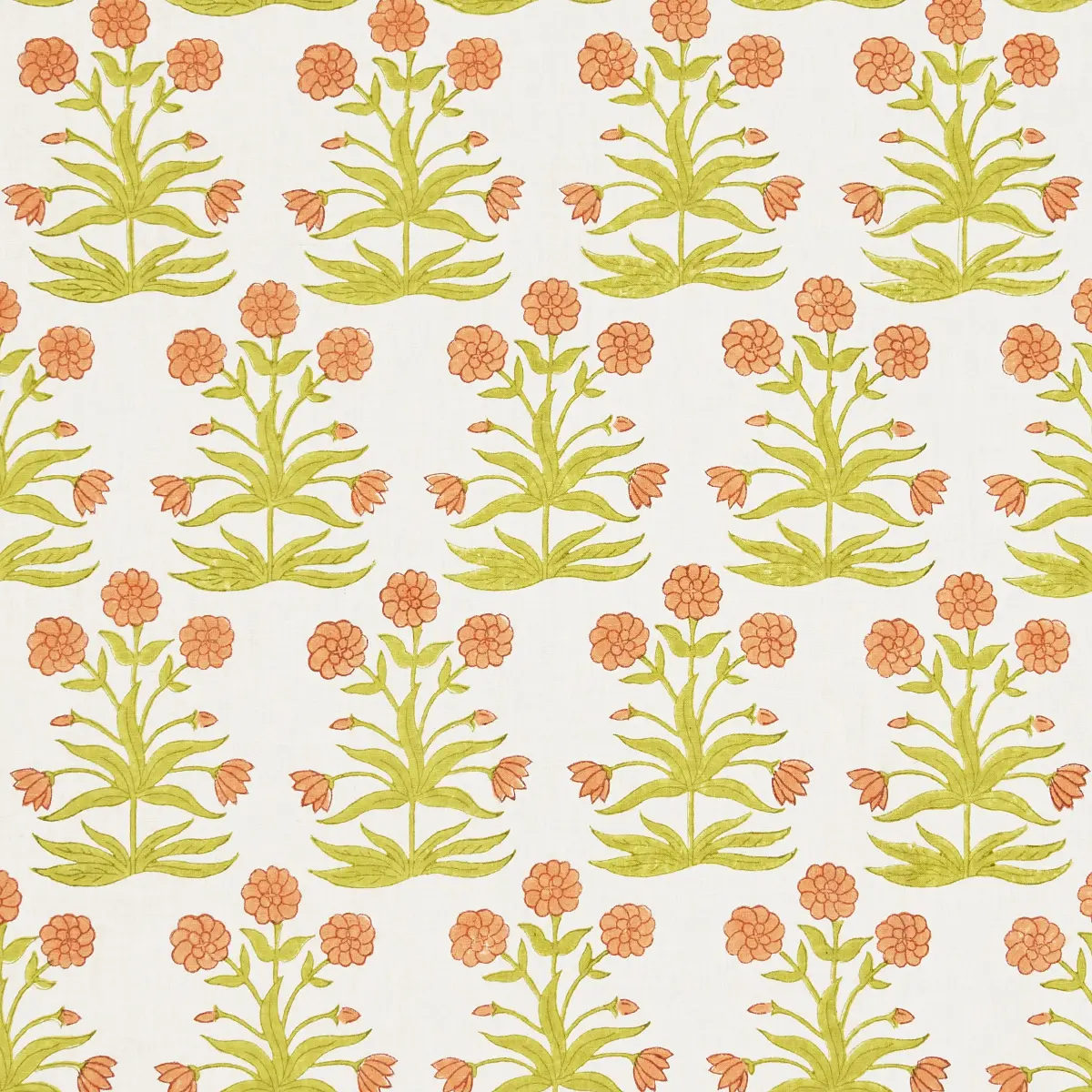 Mughal Hand Block Print_ PEACH SAP GREEN