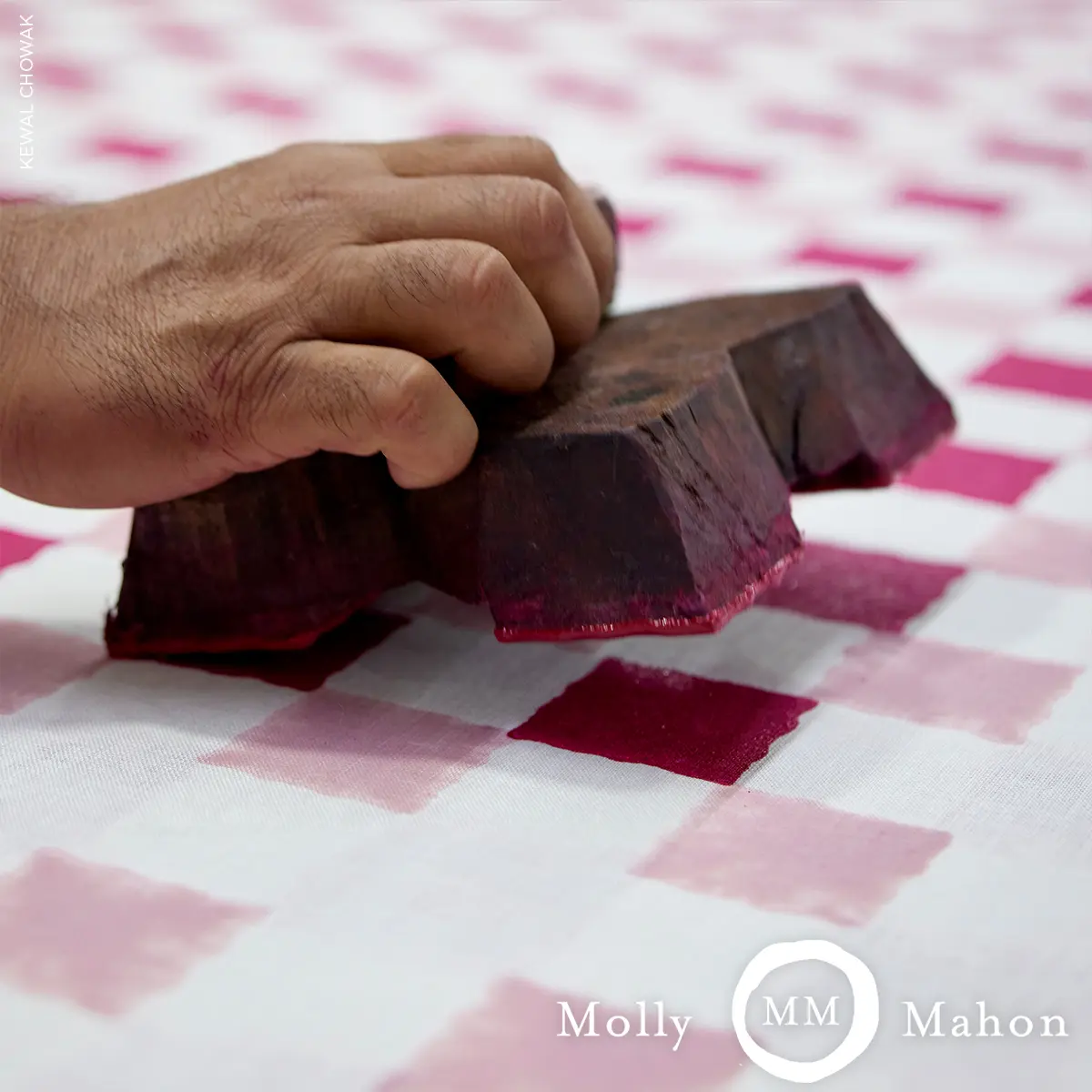Chequer Hand Block Print_ PINKS