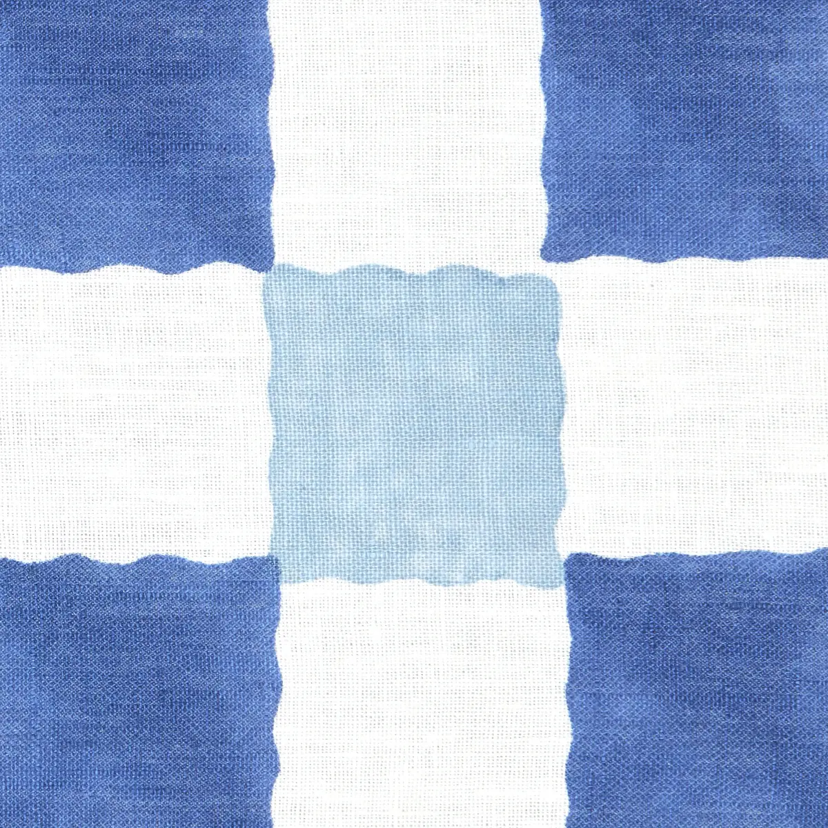 Chequer Hand Block Print_ BLUE