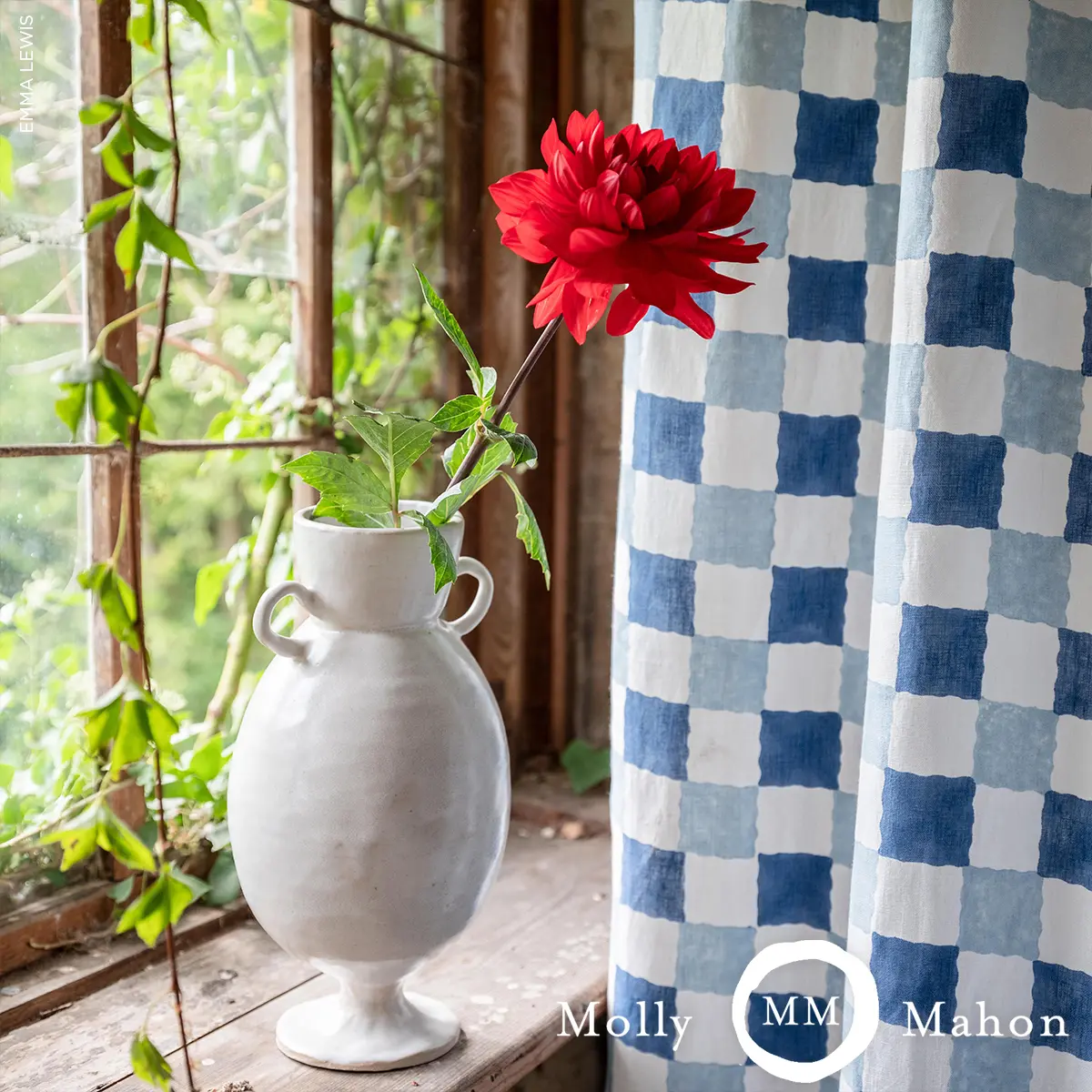 Chequer Hand Block Print_ BLUE
