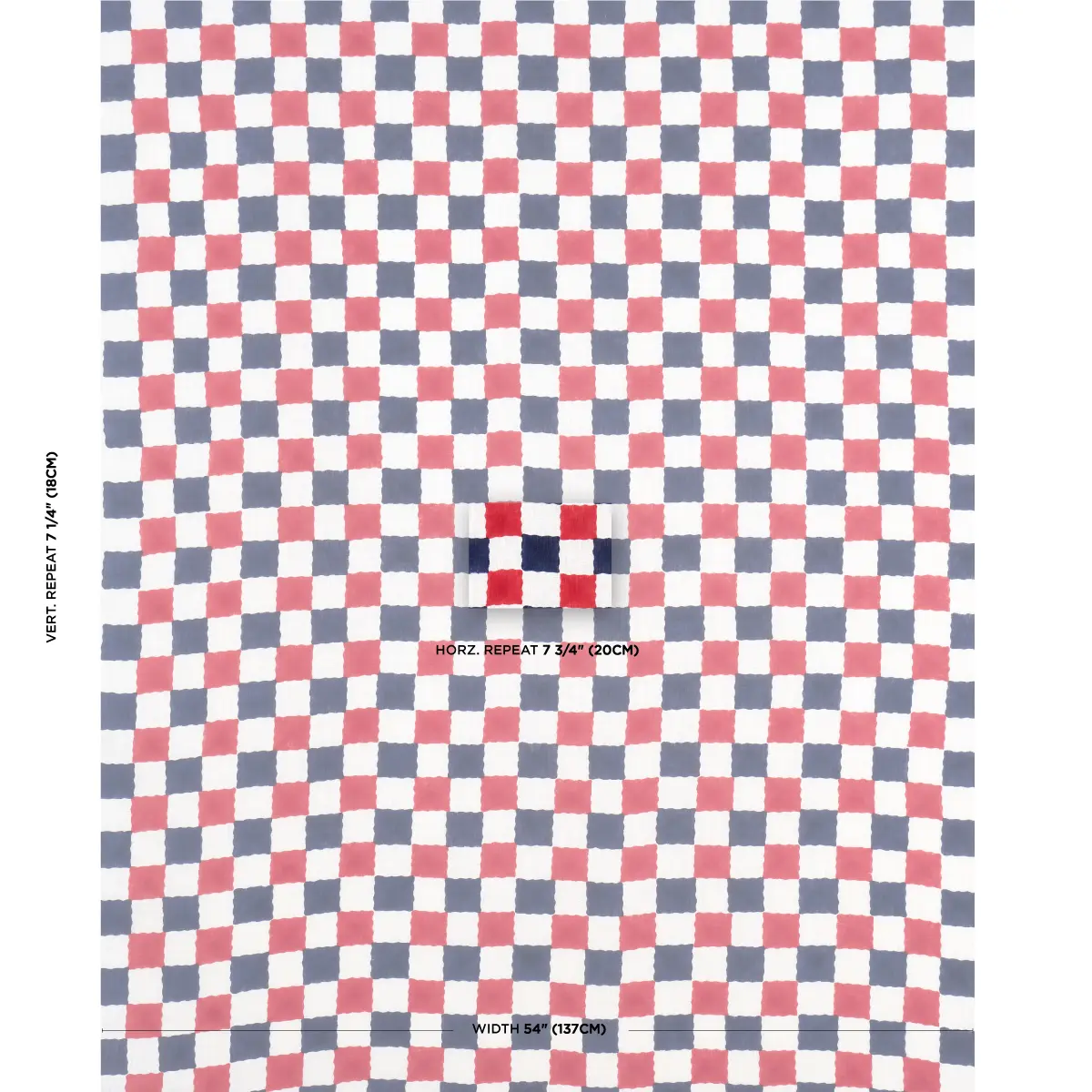 Chequer Hand Block Print_ RED/NAVY