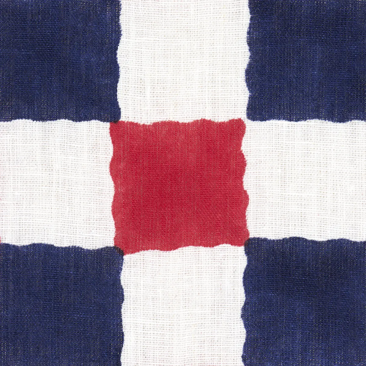 Chequer Hand Block Print_ RED/NAVY