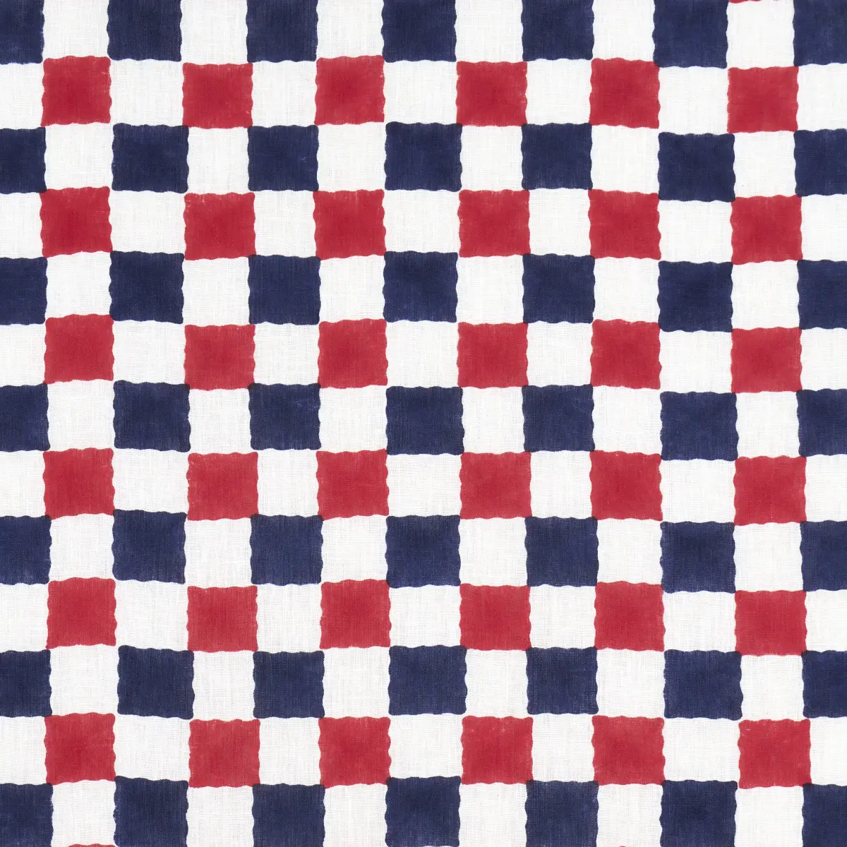 Chequer Hand Block Print_ RED/NAVY
