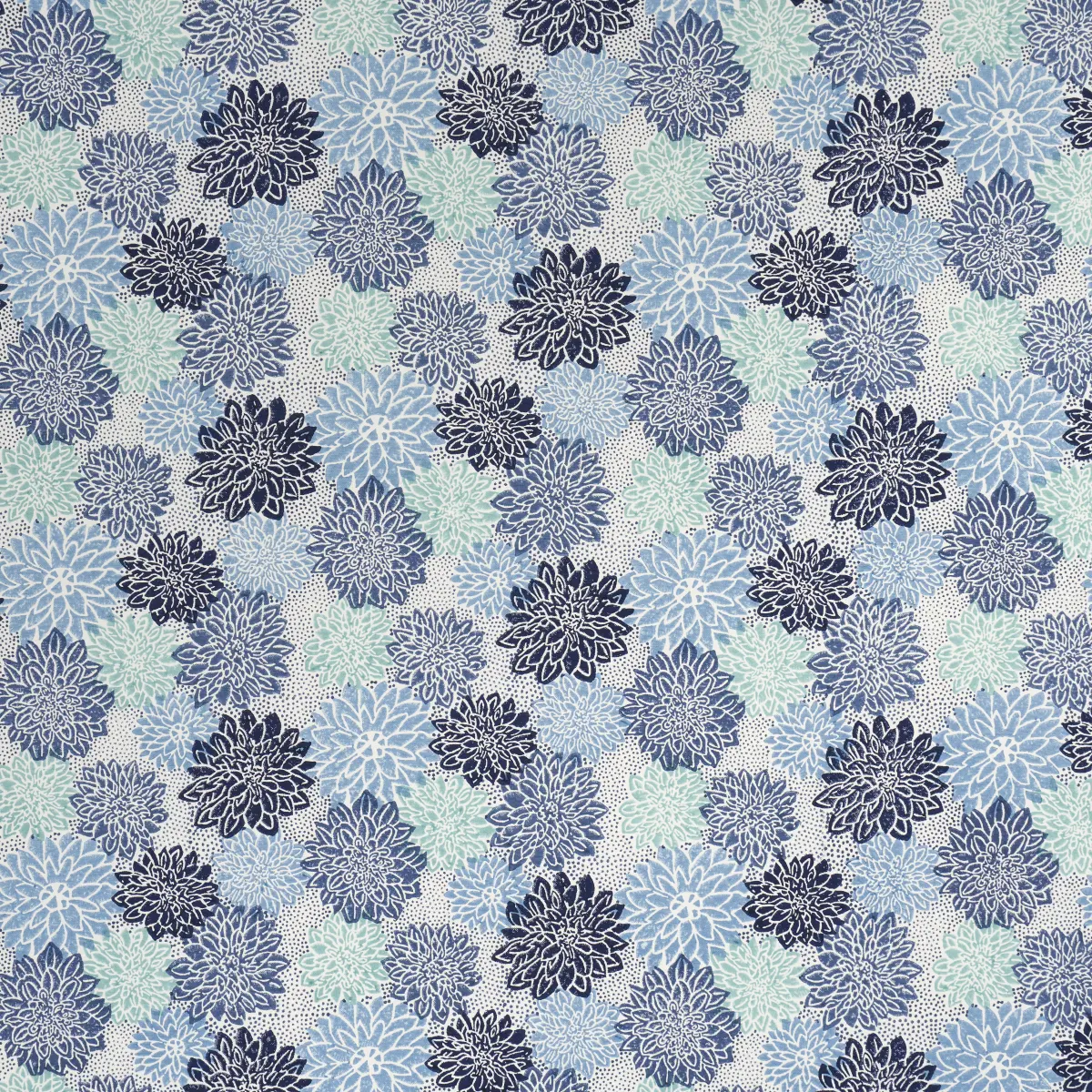 Dahlia Hand Block Print_ BLUES