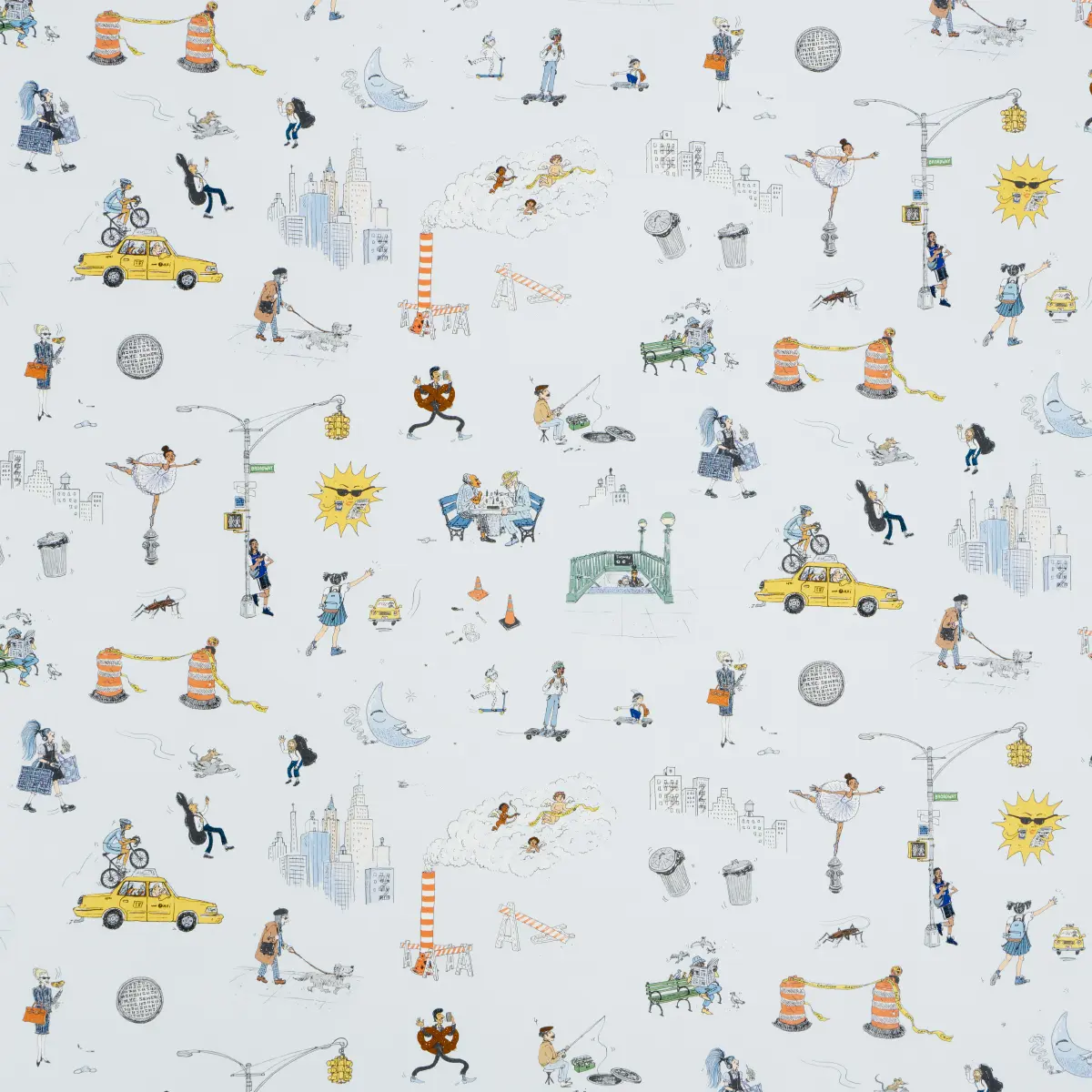JOANA AVILLEZ'S STREET SCENES_ MULTICOLOR ON SKY BLUE