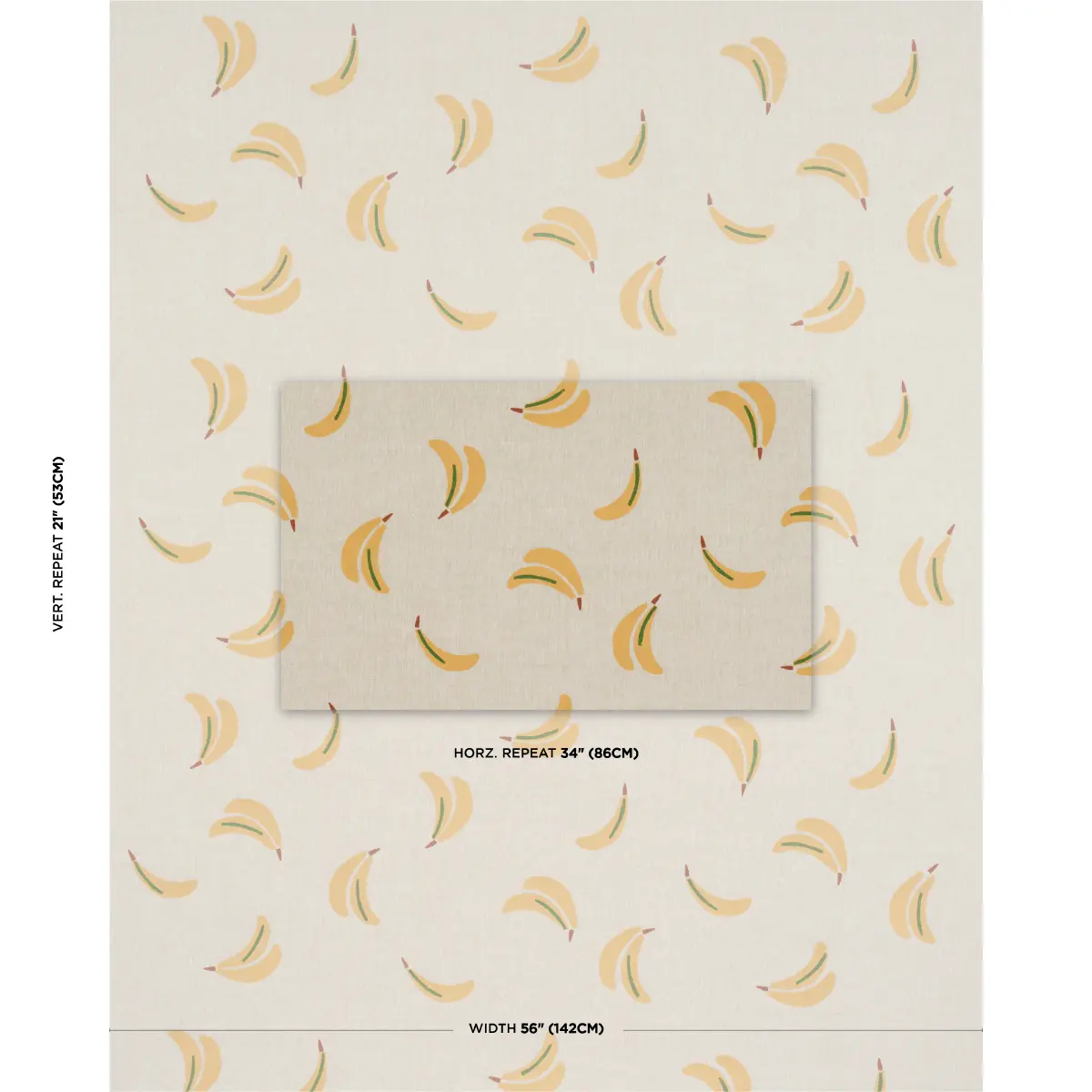 BANANA STAND HAND BLOCK PRINT_ OCHRE AND GREEN ON NATURAL