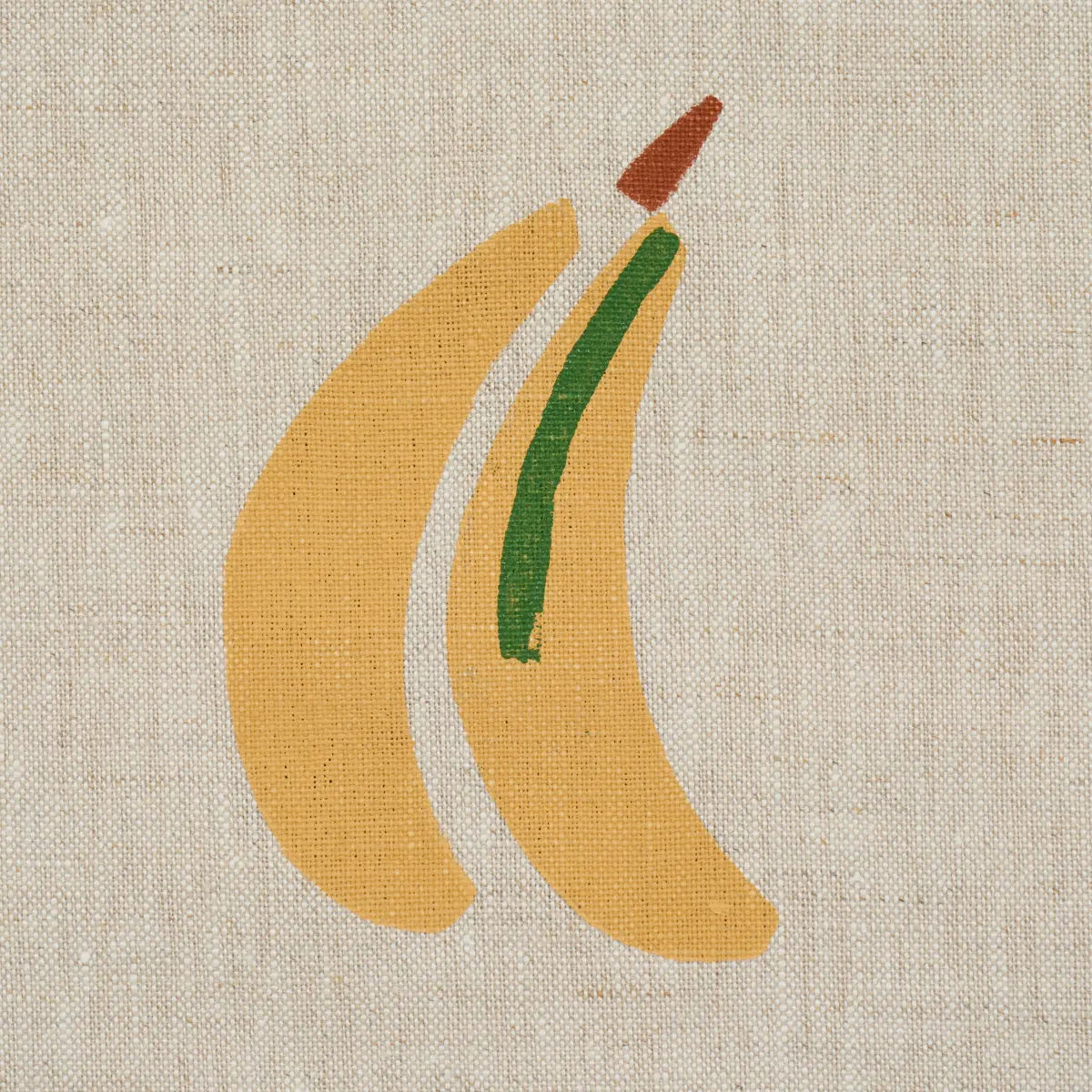 BANANA STAND HAND BLOCK PRINT_ OCHRE AND GREEN ON NATURAL