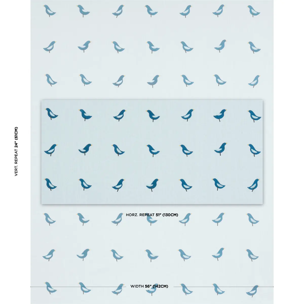 BIRDS HAND-BLOCK PRINT_ NAVY ON SKY