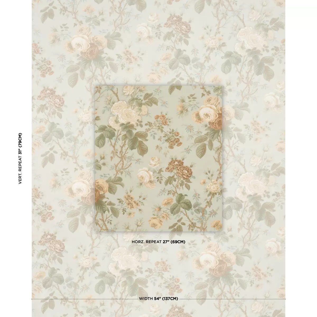 SHE WALKS IN BEAUTY CHINTZ_ CELADON
