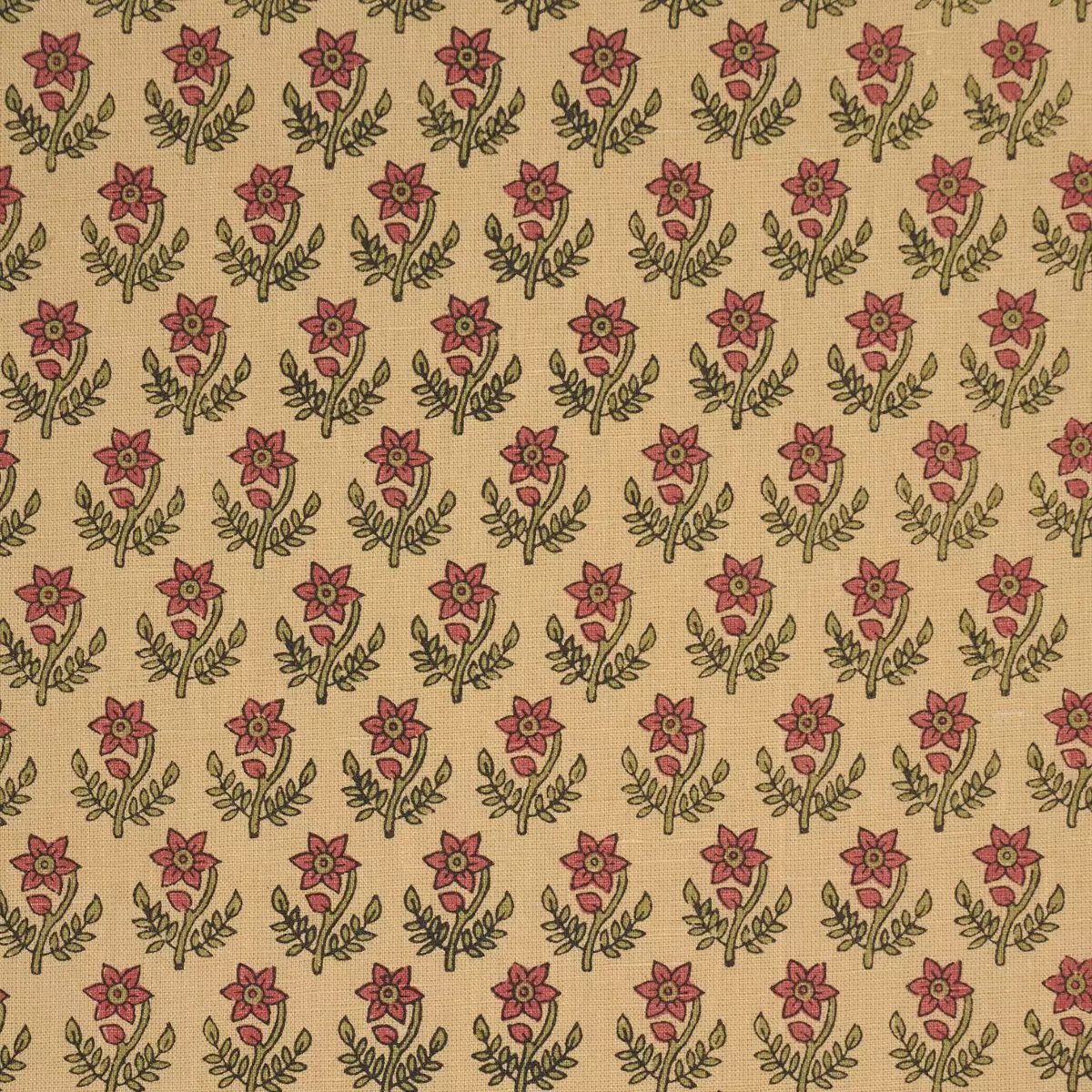 AMISHA HAND-PRINT_ RED & MUSTARD