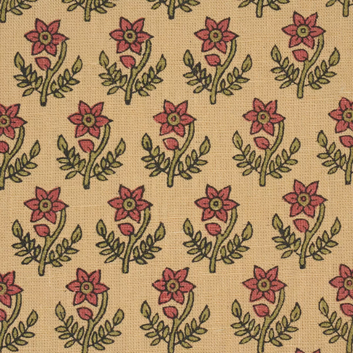 AMISHA HAND-PRINT_ RED & MUSTARD