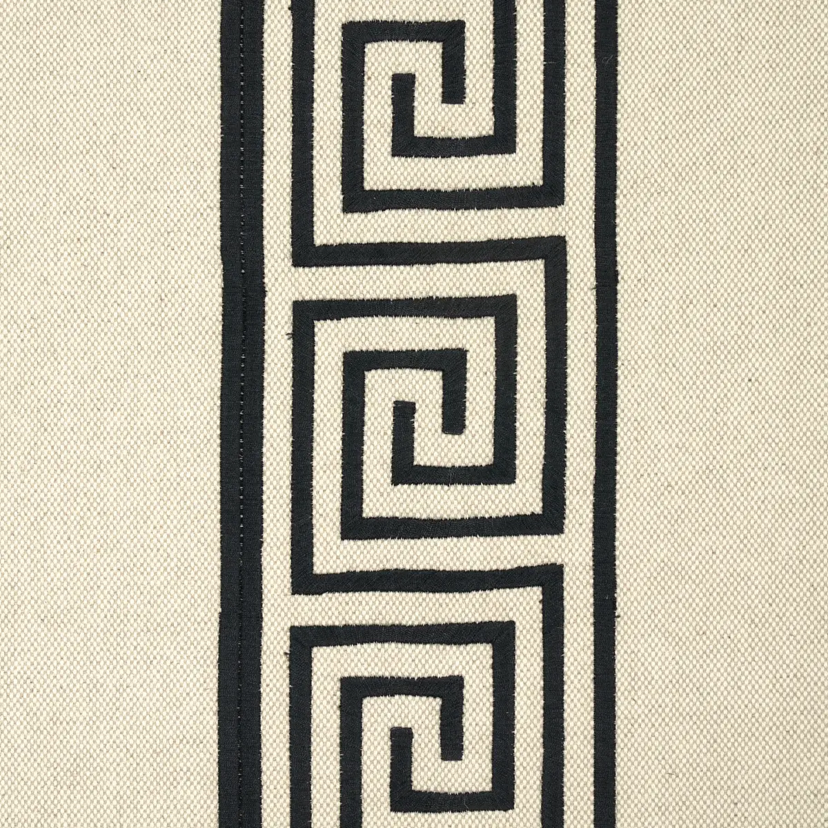 Greek Key Embroidery_ PEBBLE AND BLACK