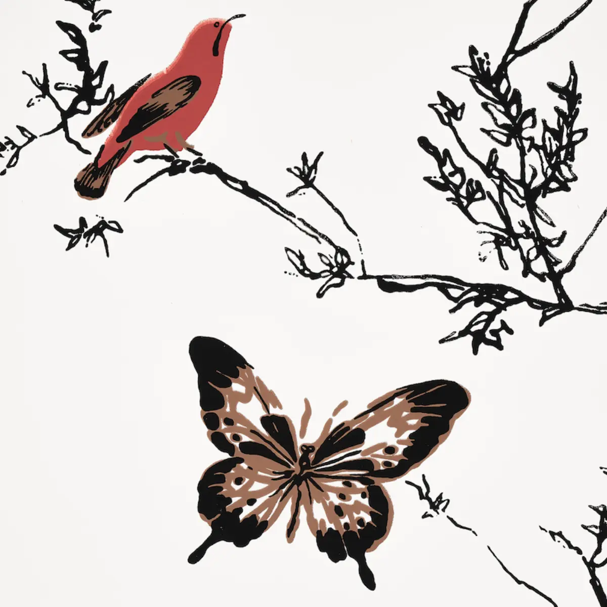 BIRDS & BUTTERFLIES_ MULTI ON WHITE